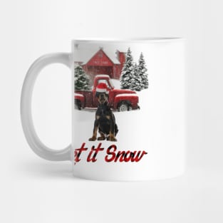 Dobermann Pinscher Let It Snow Tree Farm Red Truck Christmas Mug